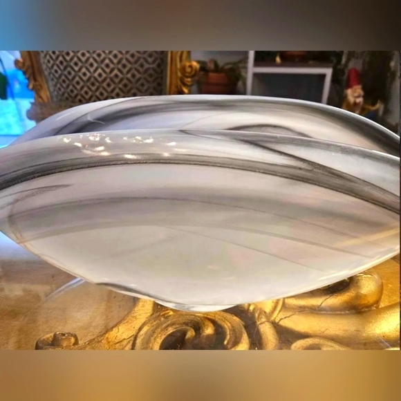 Kosta Boda 15"L Grey Swirled Banana Boat - Huge Centerpiece - Stunning - Picture 6 of 9